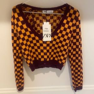 NWT ZARA checkered sweater